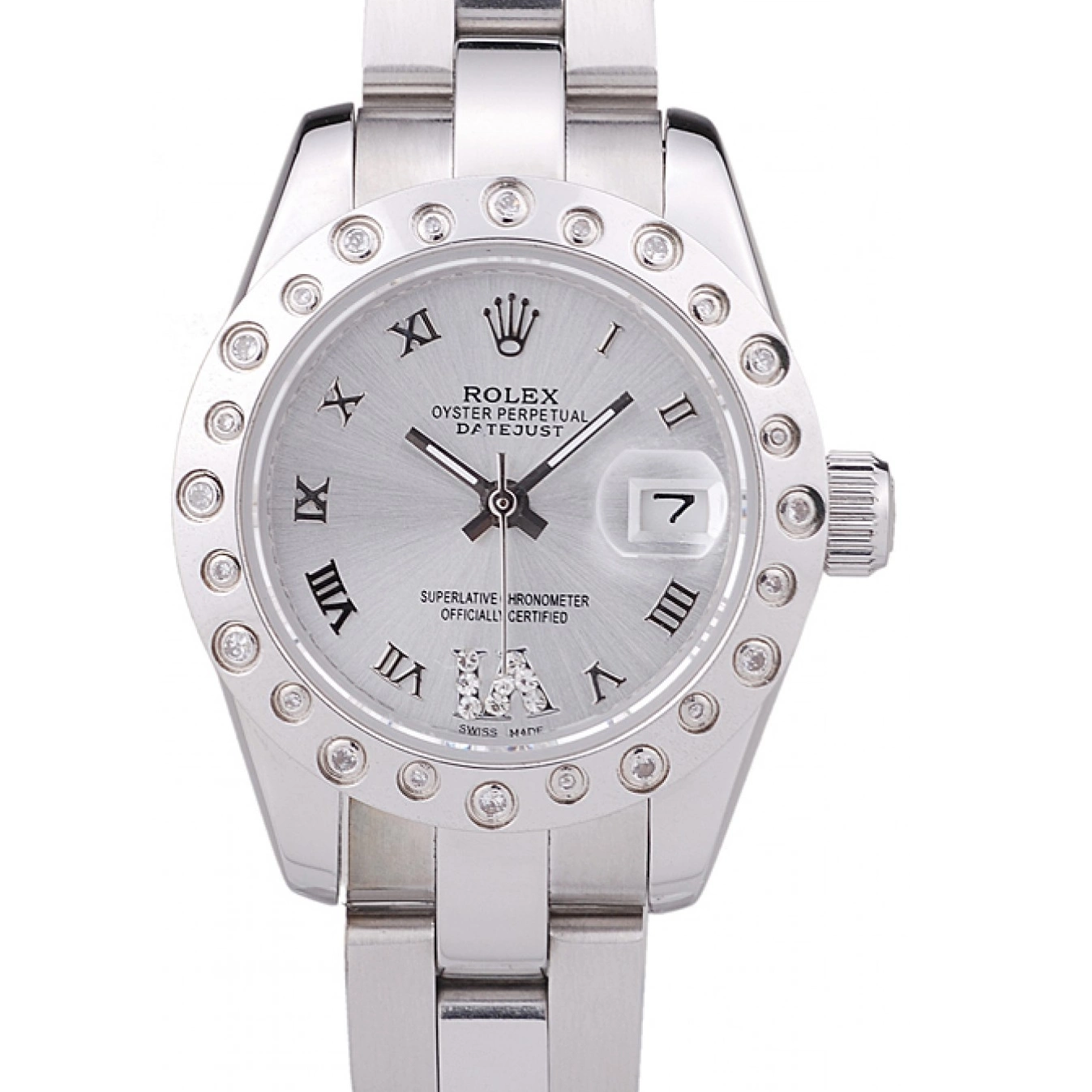 Good copy rolex watches Rolex 7474 Bezel Silver Dial Polished Diamonds Datejust Silver 0715